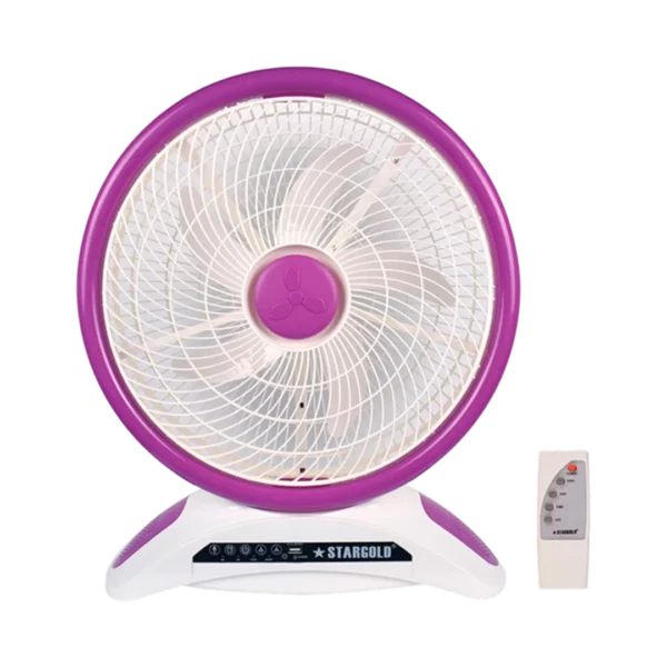 Stargold 14 Rechargeable Table Fan With Remote Control And Smd Led Light, 3 Speed 40w Copper Motor, Portable Desk Fan For Home Office Bedroom, Sg-4048