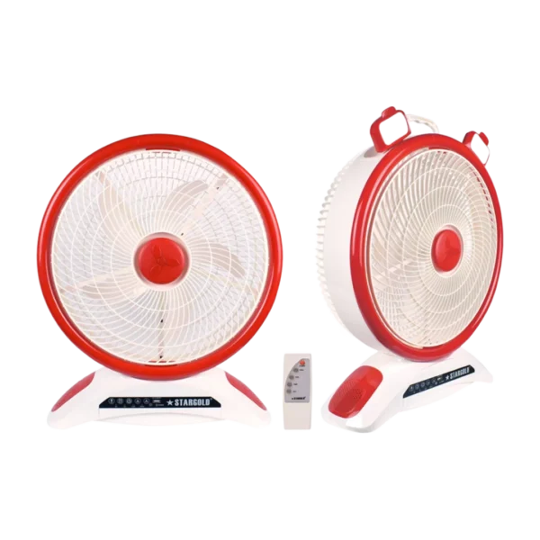 Stargold 14 Rechargeable Table Fan With Remote Control And Smd Led Light, 3 Speed 40w Copper Motor, Portable Desk Fan For Home Office Bedroom, Sg-4048