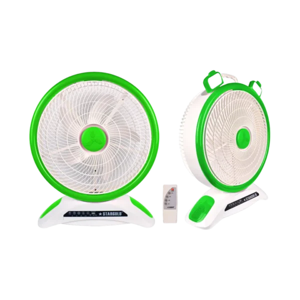 Stargold 14 Rechargeable Table Fan With Remote Control And Smd Led Light, 3 Speed 40w Copper Motor, Portable Desk Fan For Home Office Bedroom, Sg-4048