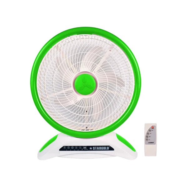 Stargold 14 Rechargeable Table Fan With Remote Control And Smd Led Light, 3 Speed 40w Copper Motor, Portable Desk Fan For Home Office Bedroom, Sg-4048