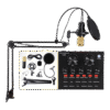 Microphone , Live Sound Card & Suspension Kit Broadcasting Recording Condenser Set Intelligent Volume Audio Mixer for Computer PC
