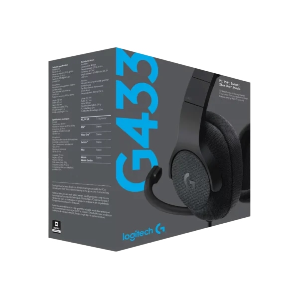 Logitech G433 7.1 Surround Sound Wired Gaming Headset Black – 981-000708