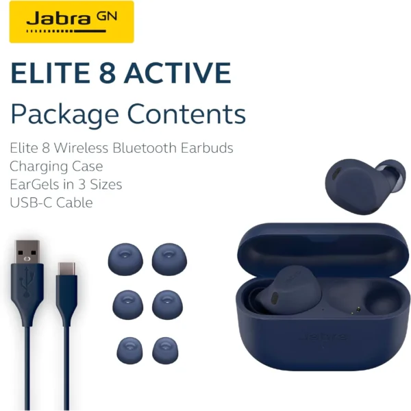 Jabra Elite 8 Active Wireless In Ear Earbuds Navy