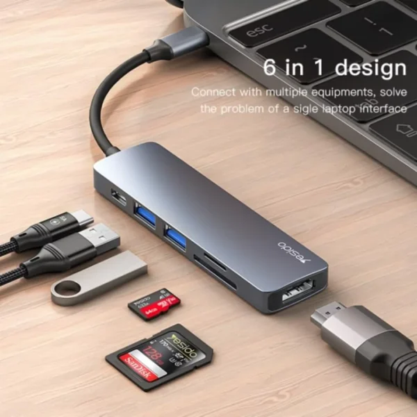 Yesido HB11 6-in-1 Hub Adapter