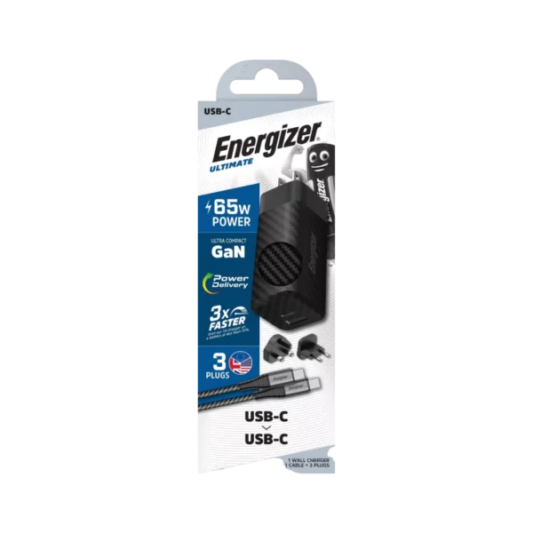 Energizer 65W Fast Charger With UK/EU/US Adapter Black