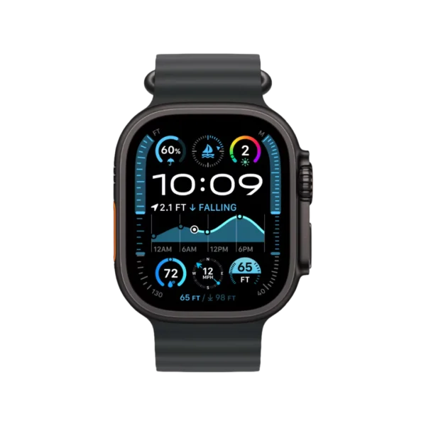 Apple Watch Ultra 2, 49mm Black Titanium Case with Black Ocean Band