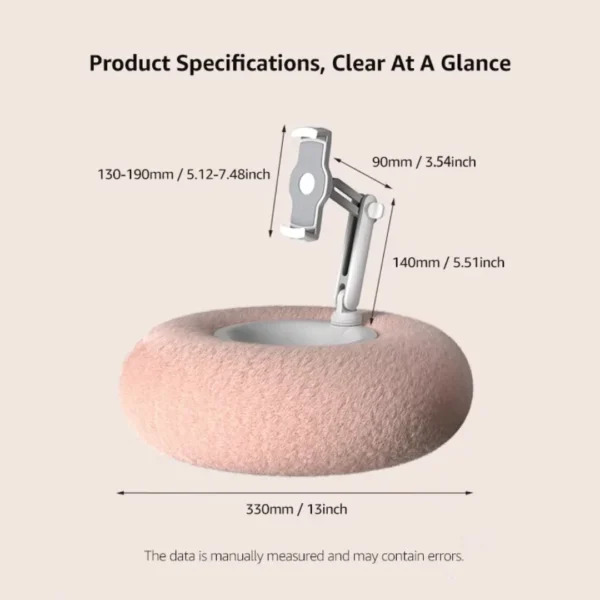 Soft Fabric Pillow Tablet Stand Height Adjustable Removable Washable Cell Phone iPad Holder for Watching Video On Bed Sofa Lap
