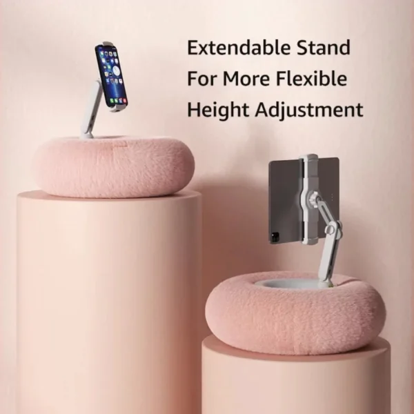 Soft Fabric Pillow Tablet Stand Height Adjustable Removable Washable Cell Phone iPad Holder for Watching Video On Bed Sofa Lap