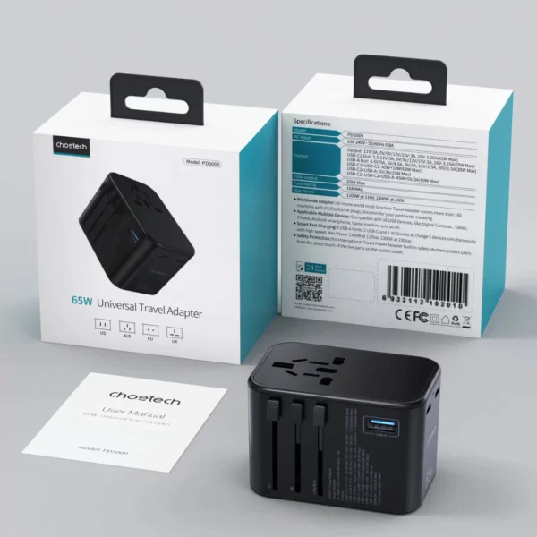 Choetech Travel Adapter Black